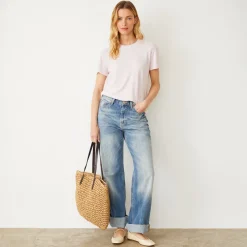 MONROW Linen Jersey Basic Crew Neck Tee PINKPEARL New